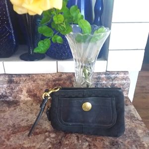 Coach Canvas & Leather Signature Wristlet